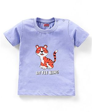 Babyhug Cotton Jersey Half Sleeves T-Shirt Tiger Print - Purple