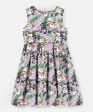 Primo Gino Woven Sleeveless Frock Floral Print - Lilac