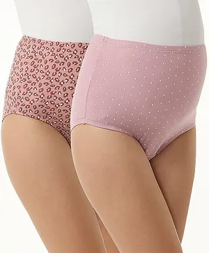 Bella Mama Cotton Elastane High Coverage Panty Set Dot & Floral Print Pack Of 2 (Color May Vary)