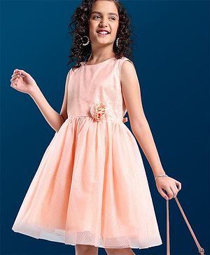 Pine Kids Woven Sleeveless Party Dress Bow Applique - Pink
