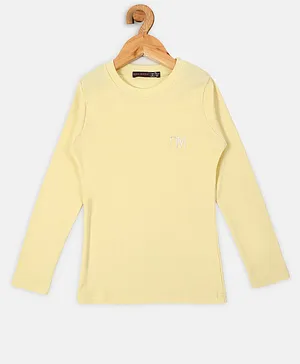 Nins Moda Full Sleeves Solid Pre Winter Top - Lemon Yellow