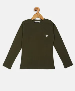 Nins Moda Full Sleeves Solid Pre Winter Top - Olive Green