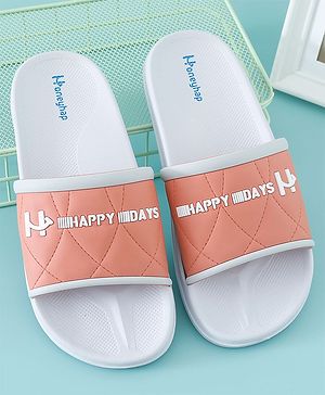 Honeyhap Slip on Sliders with Text Graphics - Orange