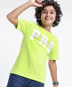 Pine Kids 100% Cotton Bio Washed Half Sleeves T-shirt Pro Gamer Print - Lime Green