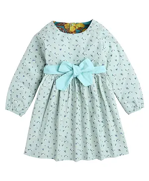 Funshine Full Sleeves Floral Printed Dress - Sea Green