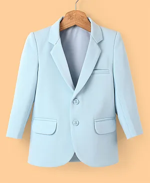 Babyoye Cotton   Full Sleeves Solid Textured Blazer - Blue