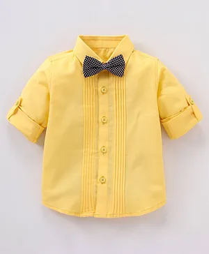 Babyoye 100% Cotton Solid Dyed Full Sleeves Party Shirts- Yellow