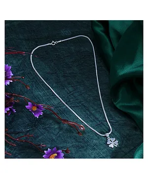 Taarose by Osasbazaar 925 Sterling Silver Clover Pendant and Chain - Silver