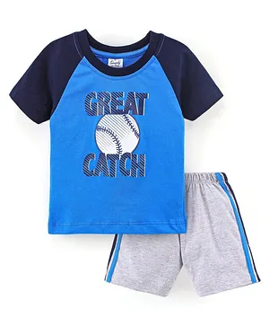 Simply Half Sleeves T-Shirt And Shorts Great Catch - Blue