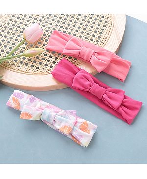 Babyhug Headbands with Bow Applique Free Size Pack of 3 - White Rani & Pink