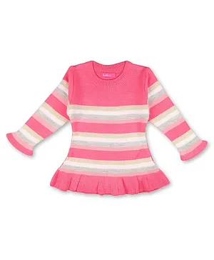 KNITCO Full Sleeves Striped Sweater - Pink