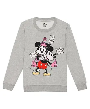 Disney By Wear Your Mind Mickey & Friends Featuring Full Sleeves Minnie & Mickey Mouse Printed Sweatshirt - Grey