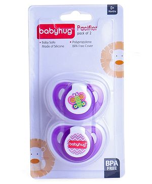 Babyhug Orthodontic Silicone Soother with Protective Cover  Pack of 2 Purple | BPA-Free | Skin-Friendly | Gentle on Gums