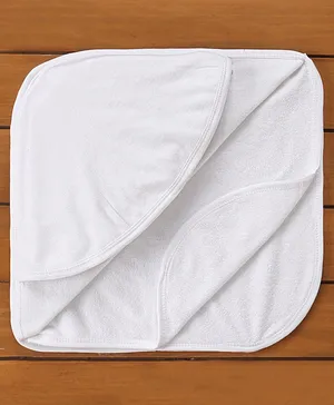 Babyhug Double Terry Solid Color Hooded Towel - White