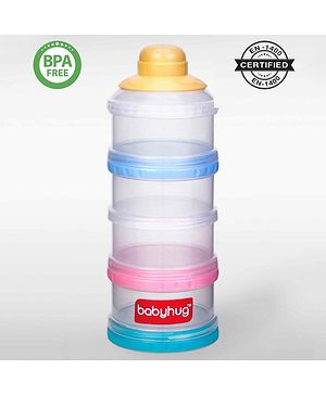 Babyhug Milk Powder Container 4 Racks 75 ml each - Blue Pink Yellow
