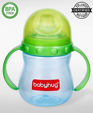 Babyhug Sipper Cup with Twin Handles for Toddlers 240 ml - Green | Spill Proof | Easy Grip | BPA Free | Spill-Resistant