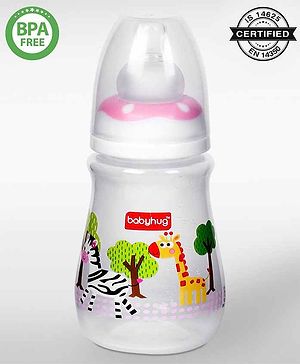 Babyhug Anti-Colic Sterilizable PP Feeding Bottle with Handle Pink  150 ml | BPA-Free | Leak-Resistant| Silicone | Mimics Natural Feeding Babyhug Anti-Colic Sterilizable PP Feeding Bottle with Handle Pink  150 ml | BPA-Free | Leak-Resistant| Silicone | Mimics Natural Feeding