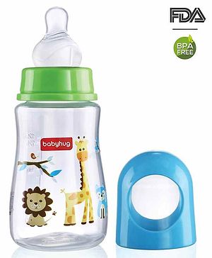 Babyhug Bubble Anti-Colic Sterilizable Feeding Bottle Blue - 125 ml | BPA-Free | Leak-Resistant| Silicone | Mimics Natural Feeding | Spirally Grooved Babyhug Bubble Anti-Colic Sterilizable Feeding Bottle Blue - 125 ml | BPA-Free | Leak-Resistant| Silicone | Mimics Natural Feeding | Spirally Grooved