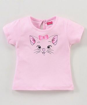 Babyhug 100% Cotton Half Sleeves Tee with Graphics - Pink