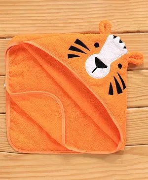 Babyhug Knitted Terry Tiger Hooded Towel - Orange