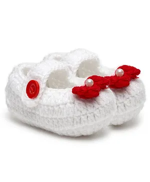MayRa Knits Hand Knitted Booties - White