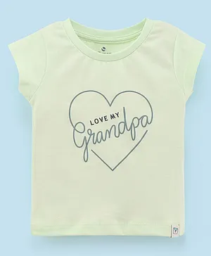 Ollypop Cotton Half Sleeves Top Love My Grandapa Print - Green