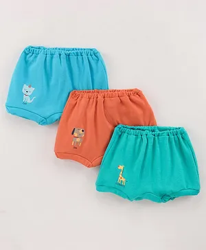 Simply Interlock Boxers Animal Print Pack Of 3 - Blue & Sea Green
