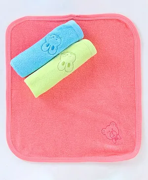 Simply Cotton Hand & Face Towel Solid Pack of 3- Peach & Green