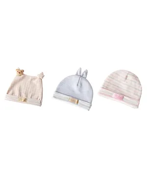 MOMISY 3 Piece Small Baby Cotton Cap for Newborn Babies - Multicolour