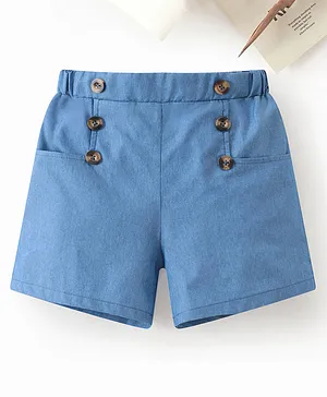 Kookie Kids Knee Length Shorts Solid Color - Blue