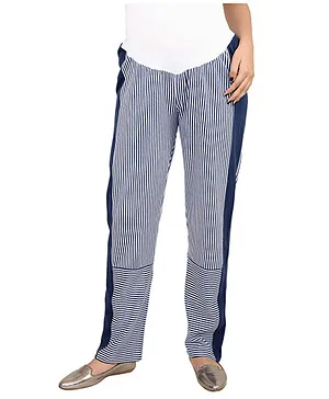 9teenAGAIN Maternity Striped Leisure Pants - Blue