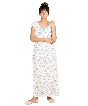 9teenAGAIN Short Sleeves Maternity Dress Floral Print - White
