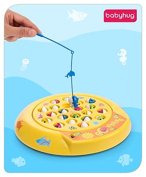 Babyhug Musical Fish Catching Game With Rotating Board 21 Fishes - Multicolour