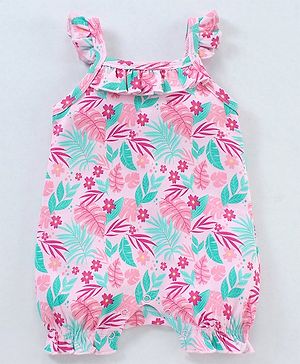 Babyhug 100% Cotton Sleeveless Romper Floral Print - Pink