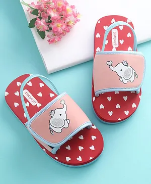 Babyoye Flip Flops with Back Strap Elephant Print - Pink