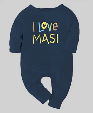 Zeezeezoo Full Sleeves Maasi Baby Theme I Love Masi Printed Bodysuit - Navy Blue
