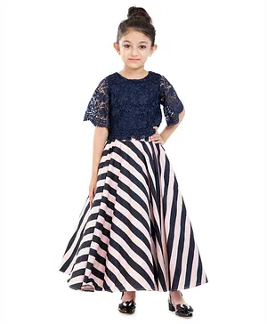 BYB Premium Viscose Nylon and Lace Tops and Skirts- NAVY