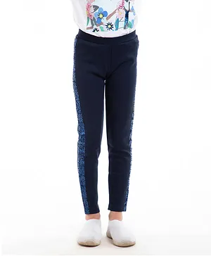 BYB Premium Cotton Nylon Trousers & Pants with sequin embroidery- NAVY