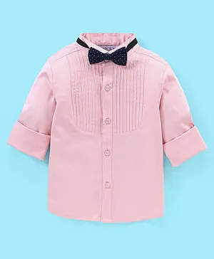 Mark & Mia Full Sleeves Party Shirt With Bow Solid - Pink