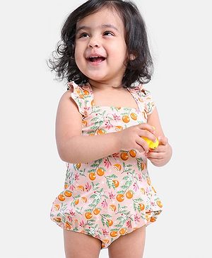 Babyhug 100% Cotton Sleeveless Onesie Floral Print - Pink