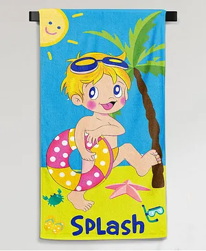Sassoon Splash Beach Theme Medium Cotton Bath Towel in 300 GSM for Kids - Yellow