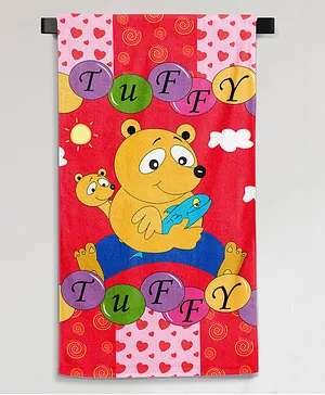 Sassoon Cartoon Printed Medium Cotton Bath Towel in 300 GSM for Kids Tuffy- Red