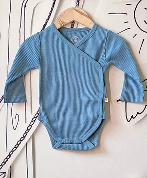Love The World Today Full Sleeves Ribbed Onesie - Blue