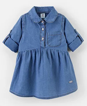 Toffyhouse 100% Cotton Three Forth Sleeves Denim Top - Light Blue