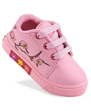 KATS Flower Detailed Lace Up Sneakers- Pink