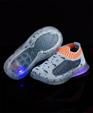KATS Slip On Walking Shoes With LED Light - Grey