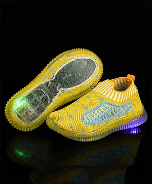 KATS Slip On Walking Shoes With LED Light - Yellow