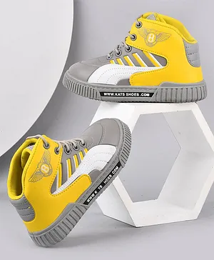 KATS Wings Printed Laced Up Sneakers- Grey