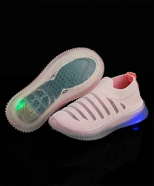 KATS Striped Design Detailed LED Shoes - Pink