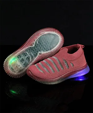 KATS Striped Design Detailed LED Shoes - Dark Pink